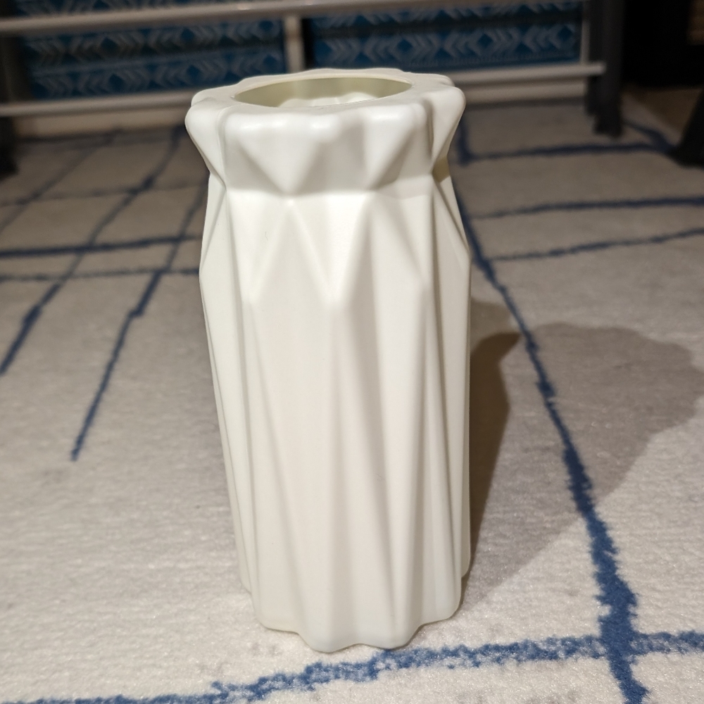 Ivory white plastic vase textured Plants Flowers